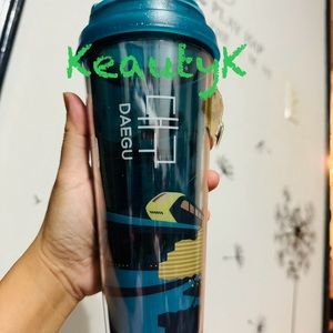 Blue Daegu Starbucks Elma 16 oz cold hot cup nwt Korea